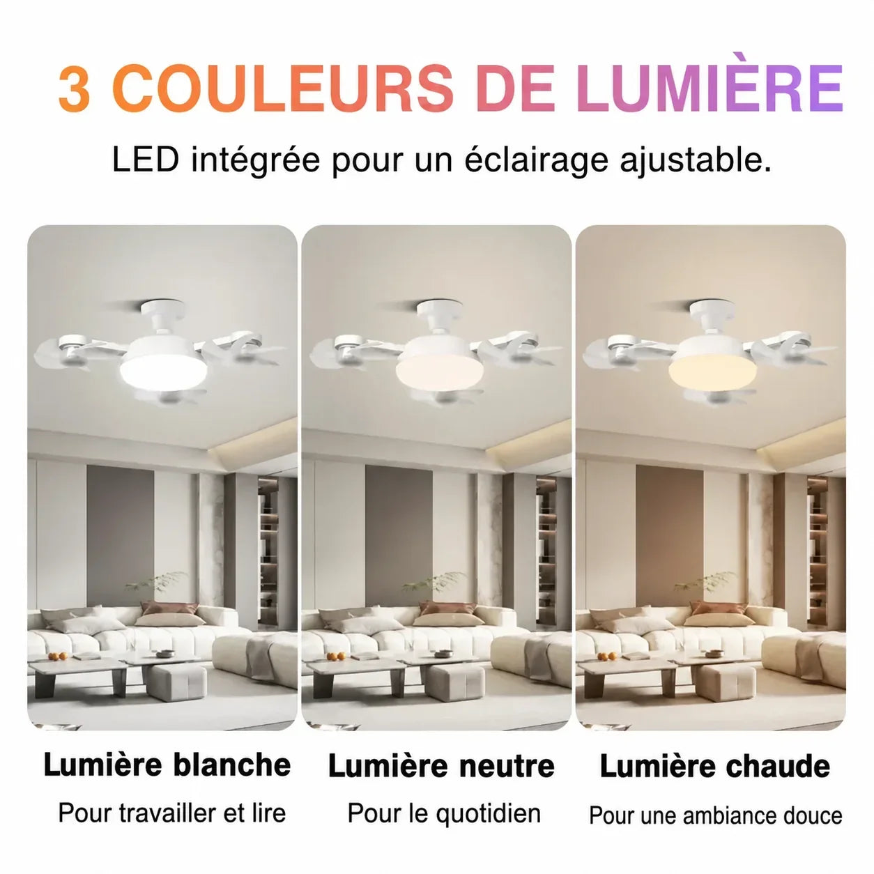 LumiVent E27™ – Ventilateur plafonnier LED avec télécommande