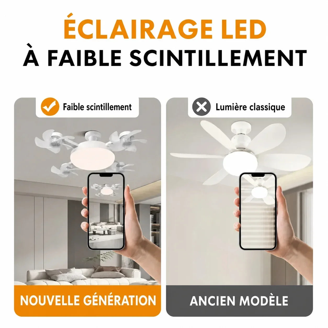 LumiVent E27™ – Ventilateur plafonnier LED avec télécommande