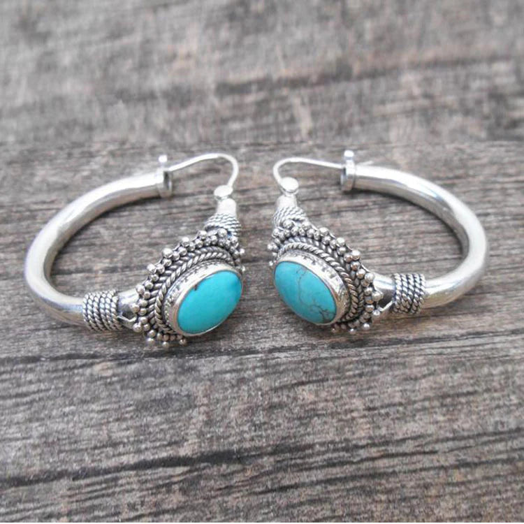 Chic™ | Boucles d'oreilles rétro turquoise — Doumira