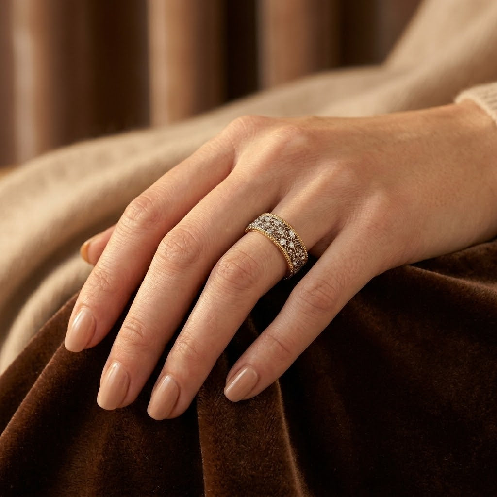 Bague ornée en argent et or — Doumira