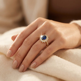 Bague Halo Saphir en Or — Doumira