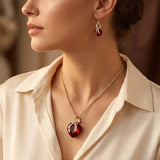 Ensemble de Bijoux Cœur Tordu en Or et Rubis — Doumira