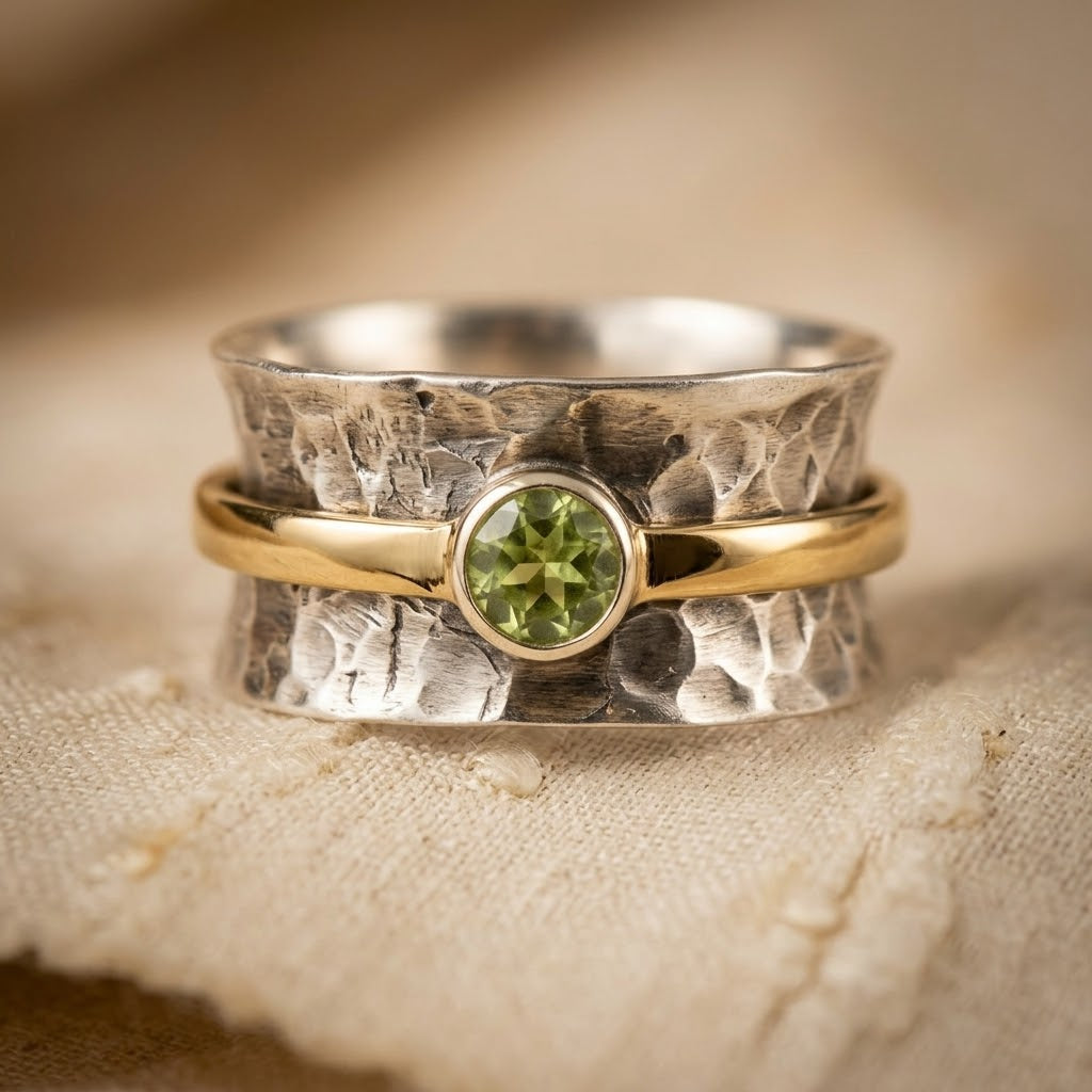 Bague rustique en argent et or — Doumira