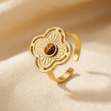 Bague ouverte florale en or — Doumira