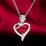 Collier Pendentif Cœur en Rubis Argenté — Doumira