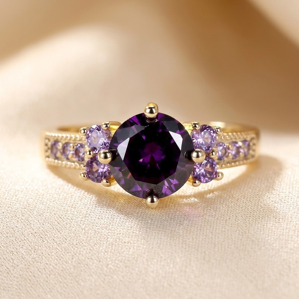 Bague Accent en Or et Améthyste — Doumira