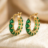 Boucles d'oreilles créoles en or émeraude — Doumira