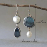 Boucles d'oreilles Vintage en Pierre Bleue et Perle — Doumira