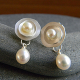 Boucles d'oreilles vintage en argent avec des marguerites — Doumira