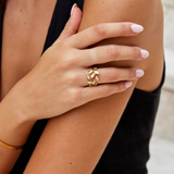 Bague Motif Feuille d'Or — Doumira