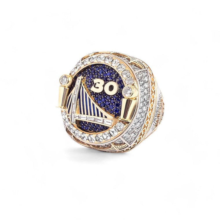 Bague trophée bleu & or