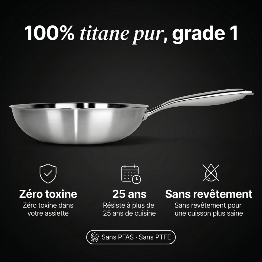 Wok Doumira® 28 cm en titane