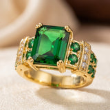 Bague géométrique en or émeraude — Doumira