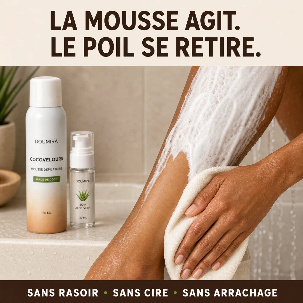 Doumira CocoVelours™ – Mousse dépilatoire sans rasoir