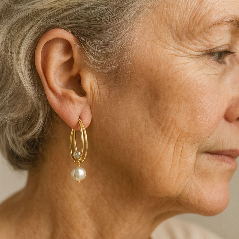 Boucles d'oreilles vintage en perles dorées — Doumira