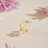 Bague Motif Feuille d'Or — Doumira