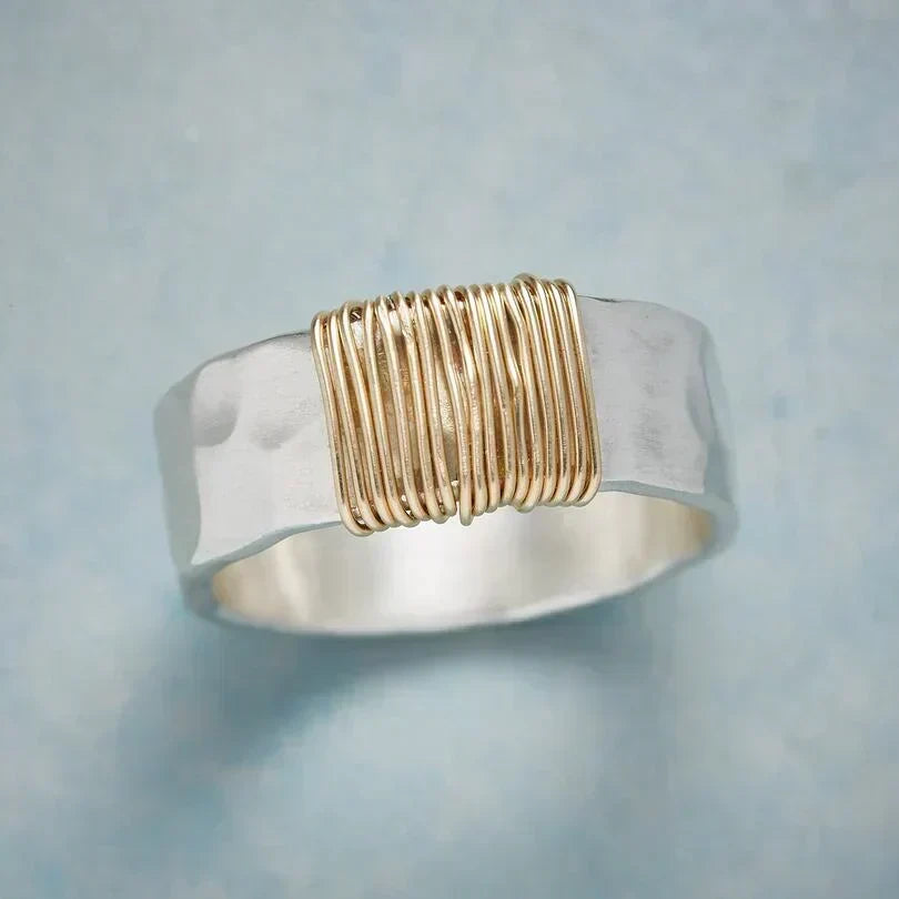 Bague en Fil d'Argent et d'Or — Doumira