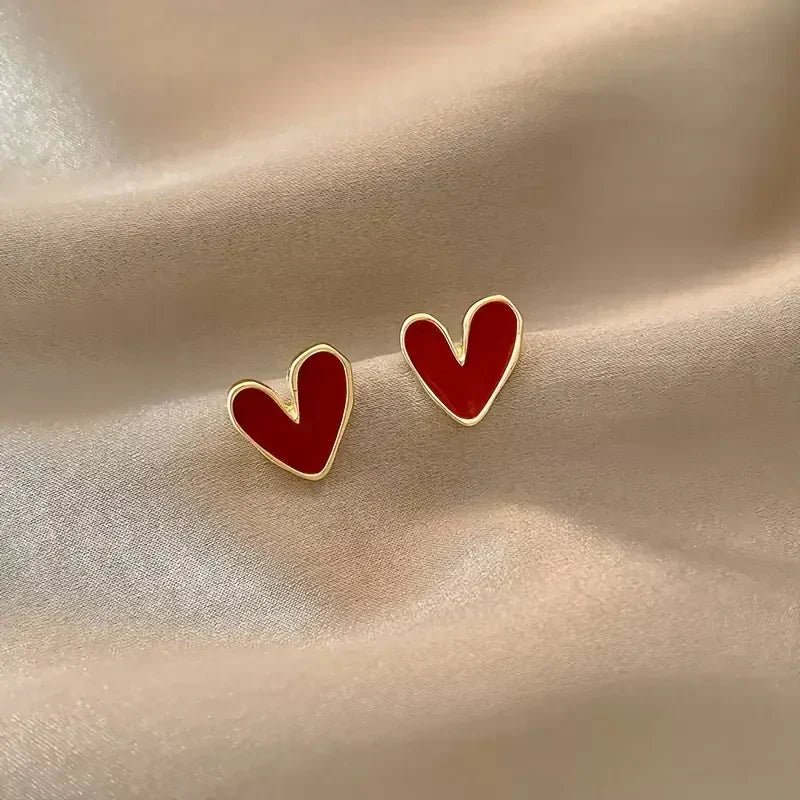 Boucles d'Oreilles en Or Rouge Antique en Forme de Cœur | Or — Doumira