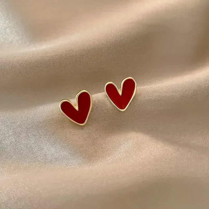 Boucles d'Oreilles en Or Rouge Antique en Forme de Cœur | Or — Doumira