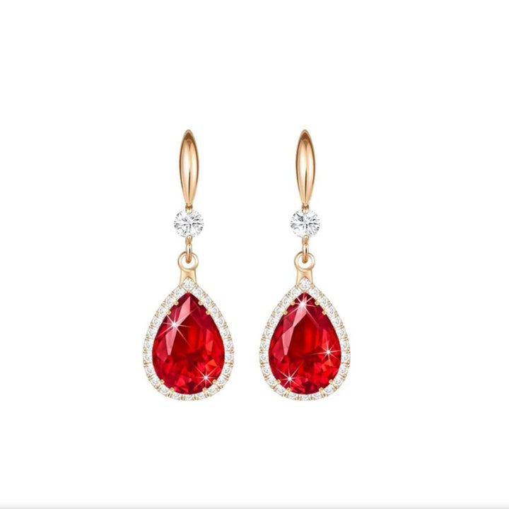 Boucles d'oreilles en forme de goutte de rubis — Doumira