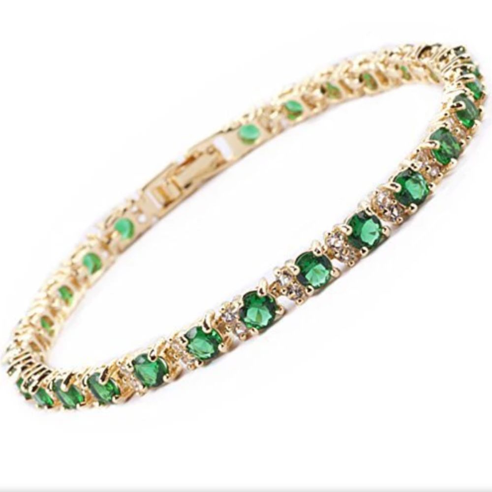 Bracelet Tennis Trio Émeraude — Doumira